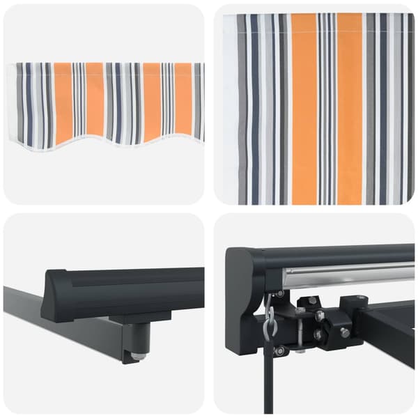 Manuell markisram med LED-lampor 3,5 x 2,5 m