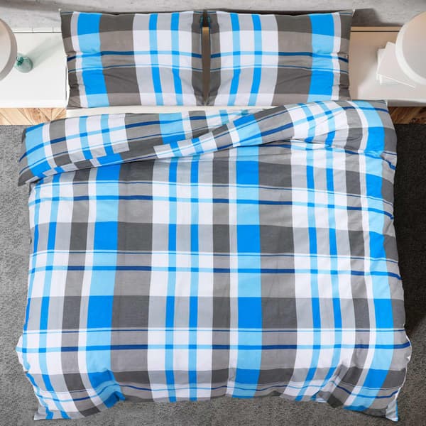 Bäddset blå och grå 155x220 cm bomull