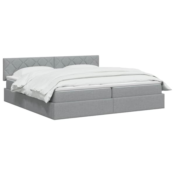 Förvaringssäng med madrass Ljusgrå 200 x 200 cm Sammet
