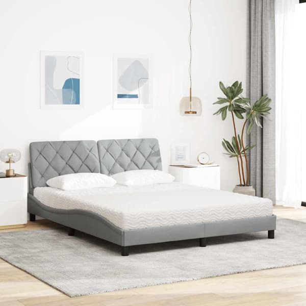 Bed with Mattress Light Grey 160x200 cm Fabric