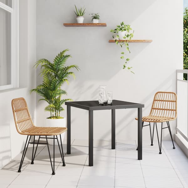 Trädgårdsmöbelset 3 pcs Brun Pulverlackerat stål
