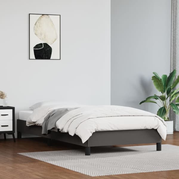 Sängram grå 90x200 cm konstläder