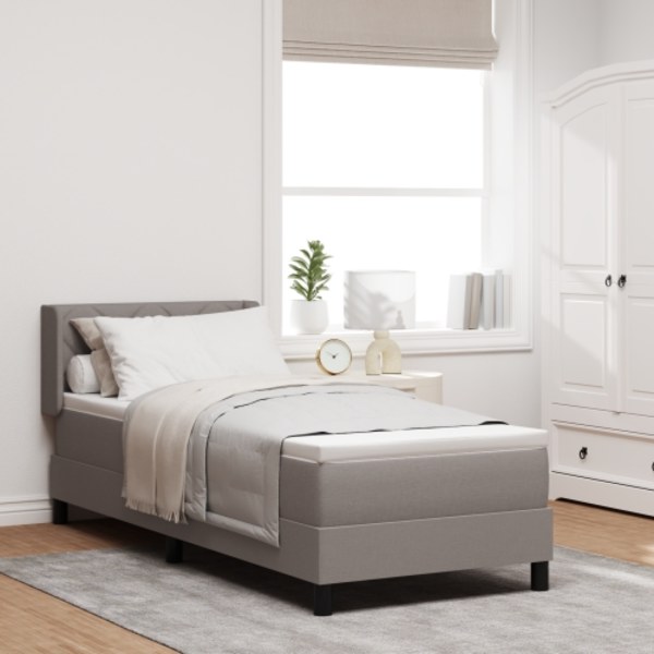 Box Spring Bed med madrass Taupe 80x200 cm Tyg