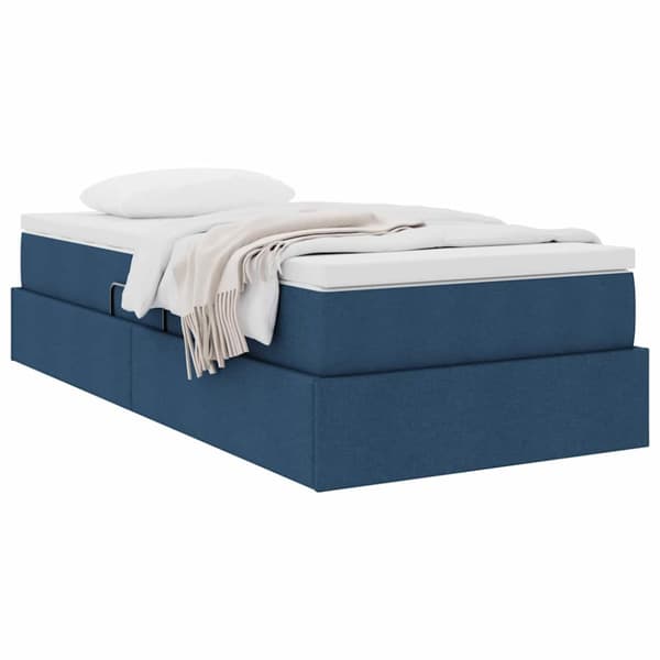 Förvaringssäng med madrass Blå 90 x 190 cm Polyester