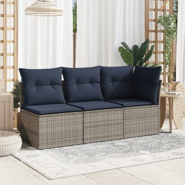 Trädgårdsoffa med kudde Grå 172 x 62 x 69 cm Poly rattan