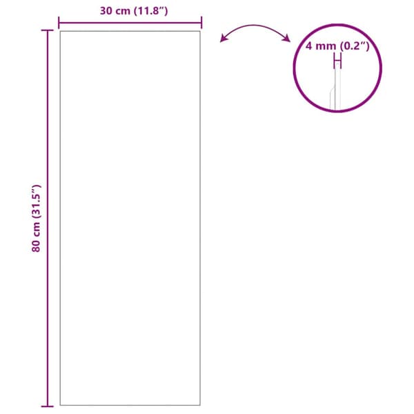 Väggspegel Rektangulär 30 x 80 cm härdat glas