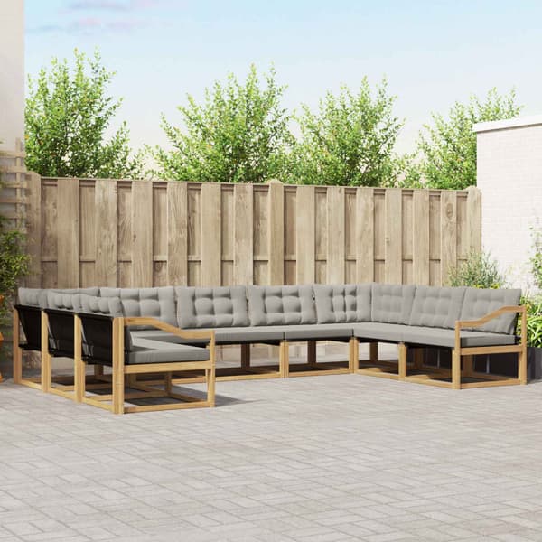 Utomhussoffset med kudde 9 pcs Vit och ljusgrå