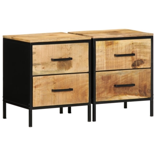 Sängbord 2 st 40x35x50 cm Massivt Trä Grovt Mango
