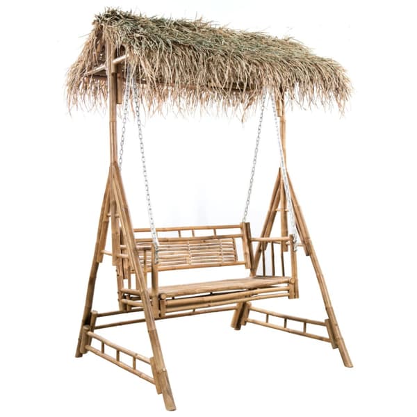 2-sits hammock med palmblad och dyna bambu 202 cm