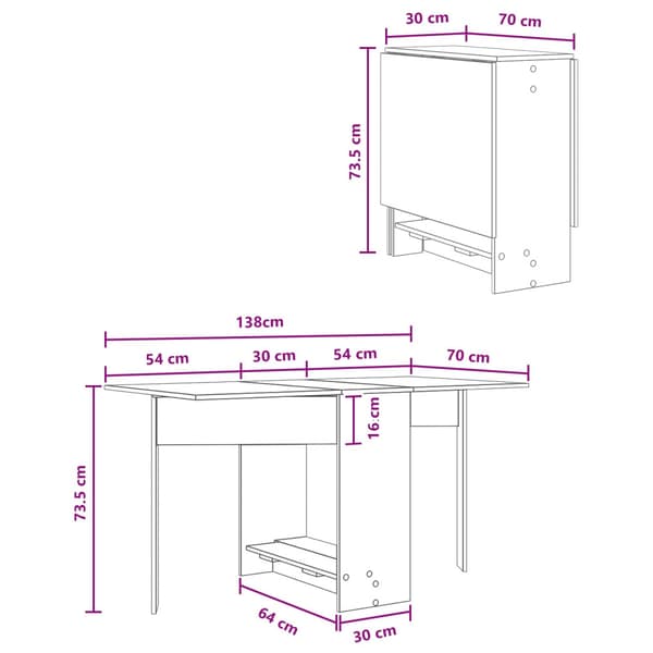 Matbord 138 x 70 x 73,5 cm Konstruerat trä Vit Rektangulär