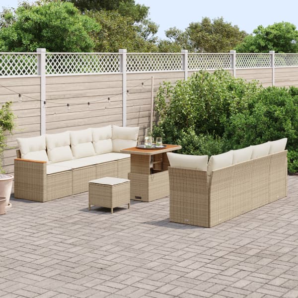 Trädgårdsoffset med kudde 12 pcs Beige konstrotting