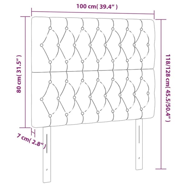 Sänggavel LED mörkblå 100x7x118/128 cm sammet