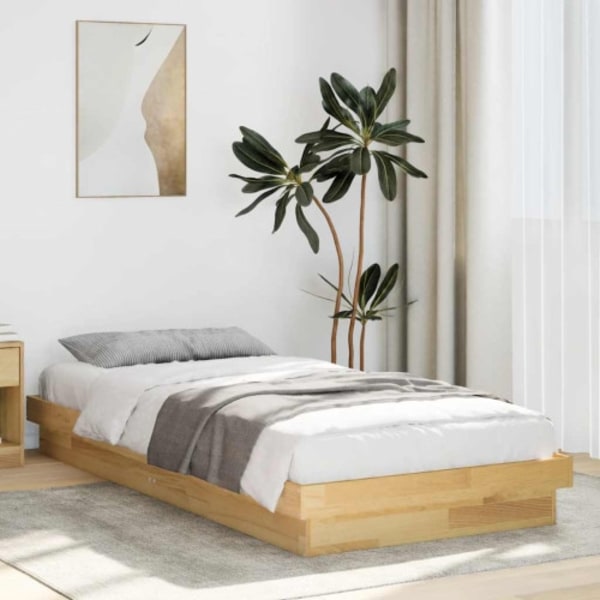 Sängram utan madrass 100x200 cm massiv ek