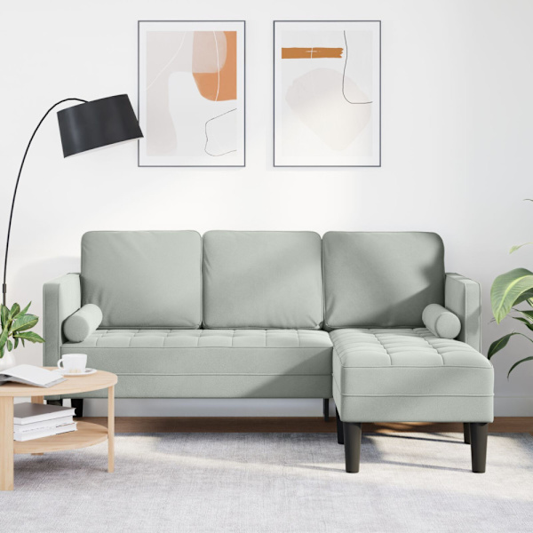 Soffset med kudde Ljusgrå Polyester