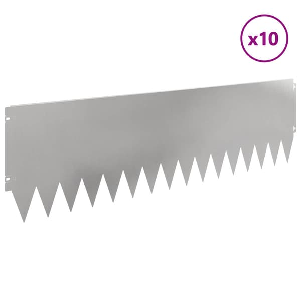 Kant för gräsmatta 10 pcs 103 x 30 cm Stål Silver