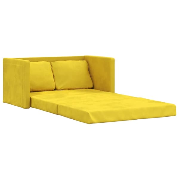 Golvbäddsoffa 2-i-1 mörkgul 122x204x55 cm sammet