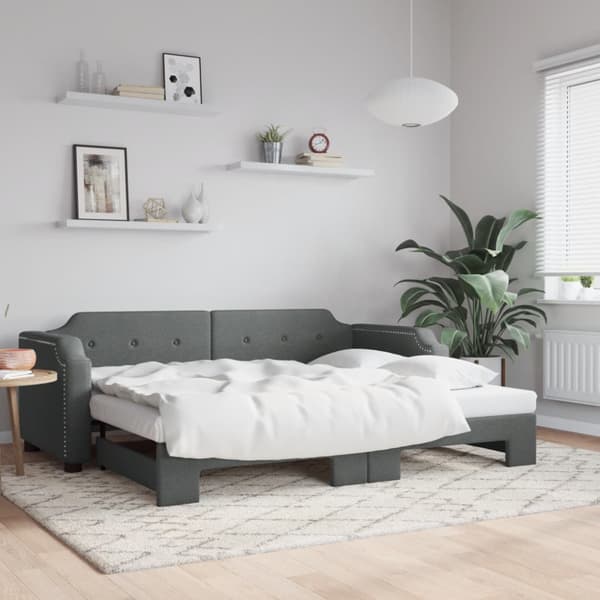 Dagbädd utdragbar mörkgrå 90x200 cm tyg