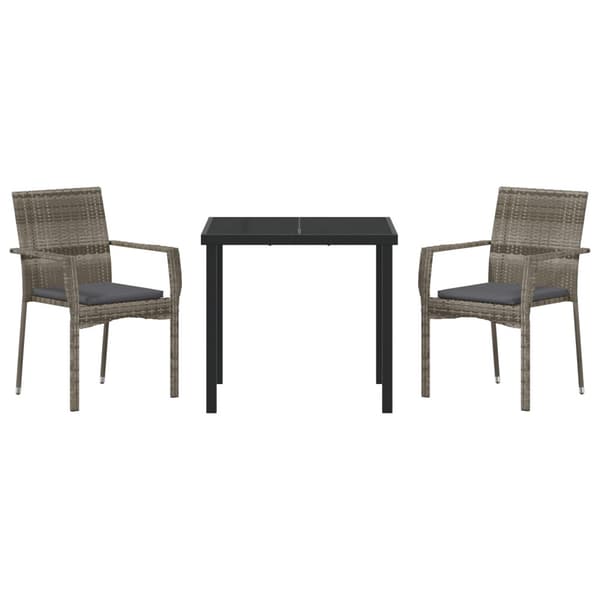 Trädgårdsmöbelset med kudde 3 pcs Grå konstrotting