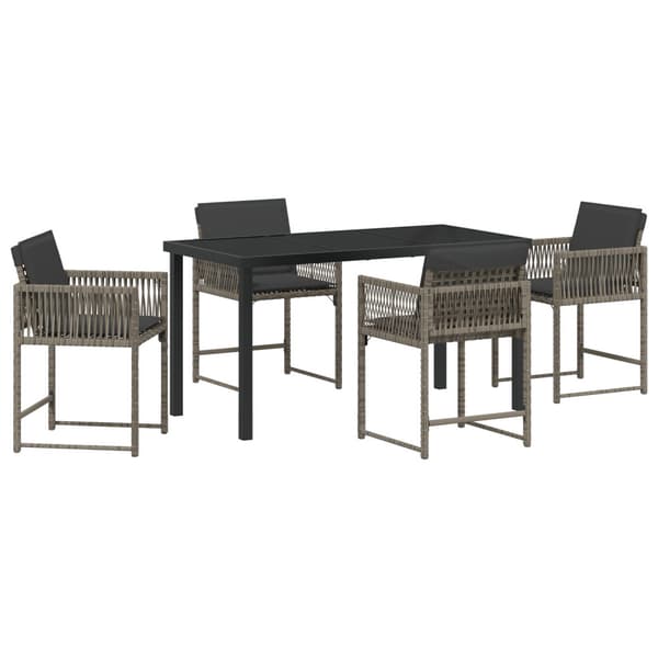Trädgårdsmöbelset 5 pcs Grå konstrotting