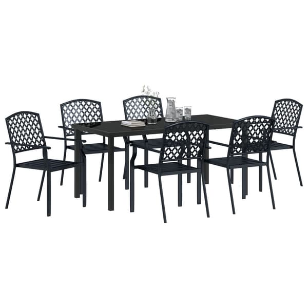 Trädgårdsmöbelset 7 pcs Antracit Pulverlackerat stål