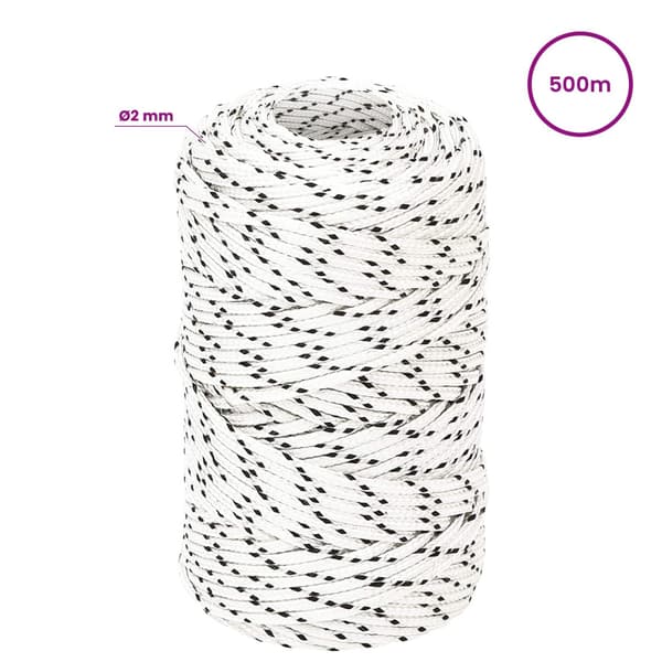 Mångsidigt bruksrep 2 mm 500 m Vit Polyester