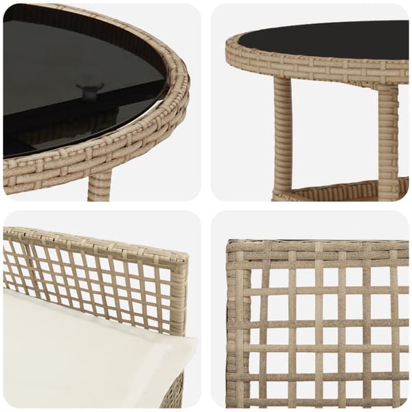 Trädgårdsmöbelset 5 pcs Beige konstrotting
