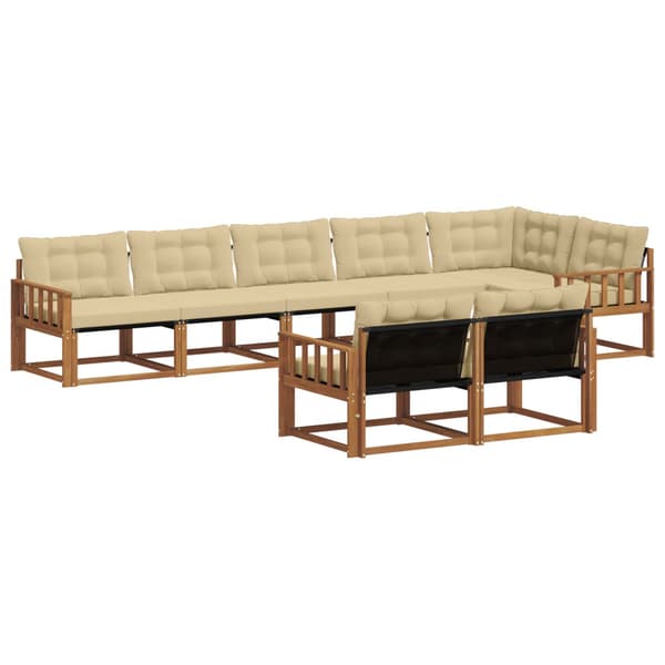 Utomhussoffset med kudde 8 pcs Naturlig och Beige