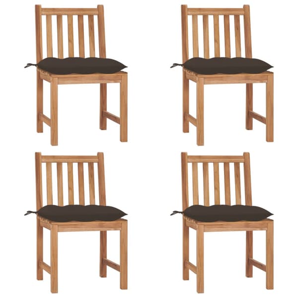 Trädgårdsstolar 4 st med dynor massiv teak