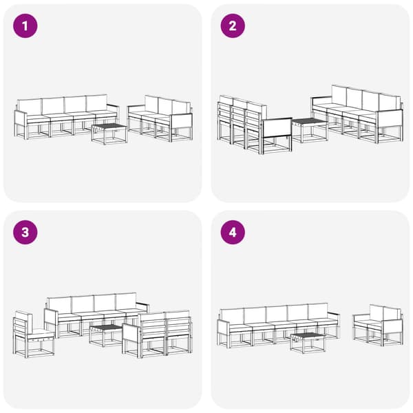 Utomhussoffset med kudde 7 pcs Naturlig och ljusgrå