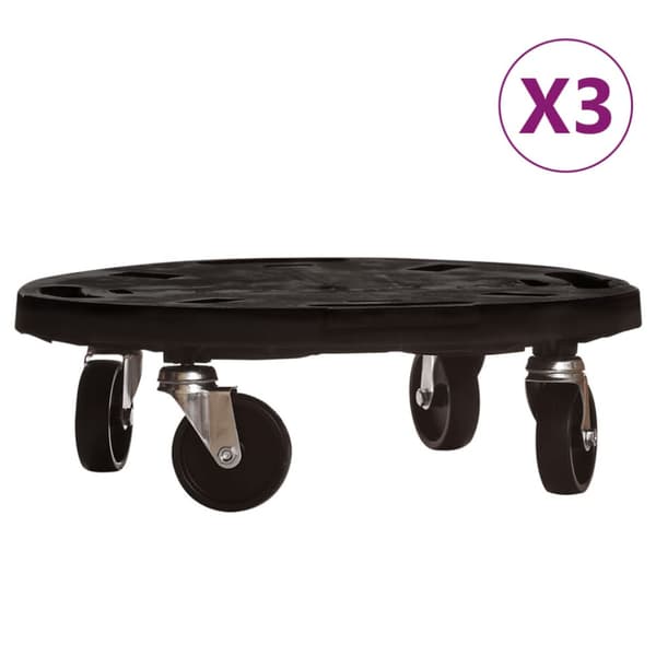 Blomvagnar med hjul 3 st diameter 40 cm svart 275 kg