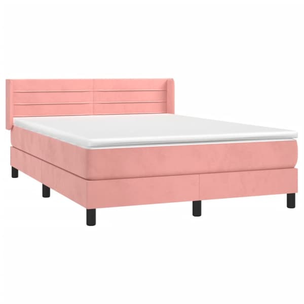 Ramsäng med madrass rosa 140x200 cm sammet