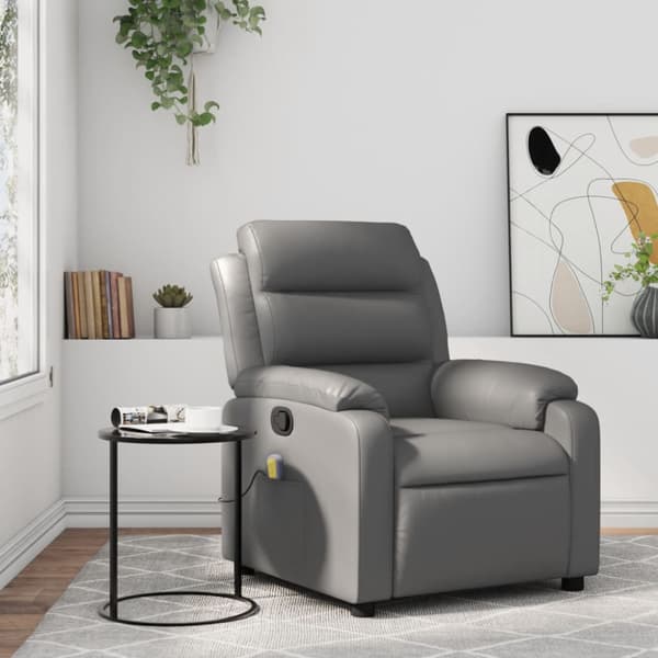 Massagefåtölj grå konstläder