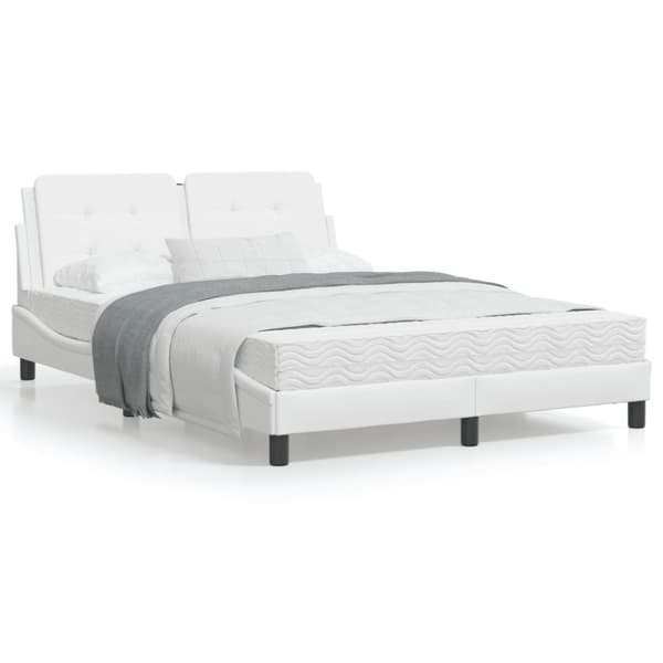 Bed Frame with LED without Mattress "Zadar" White 140x200 cm