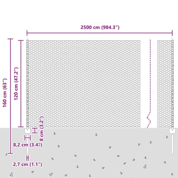Stängsel med stolpe Grön 1,2 x 25 m Stål