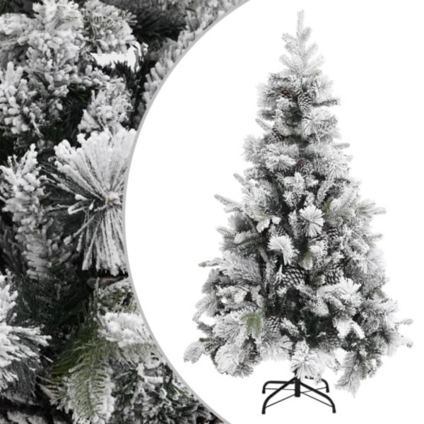 Plastgran med snö och kottar 195 cm PVC&PE