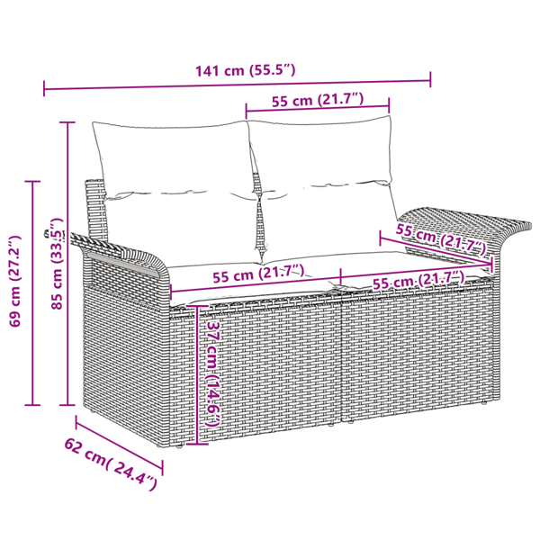 Trädgårdsoffset 6 st Beige [Syntetisk]: Poly Rattan