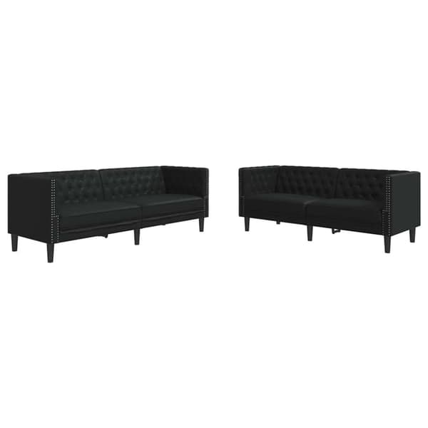 Vardagsrumsoffa 2 pcs Svart 194 x 74,5 x 70,5 cm Konstläder