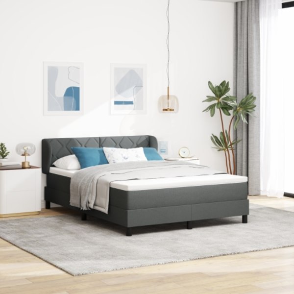 Boxspring Säng med Madrass Mörkgrå 160x200 cm Tyg