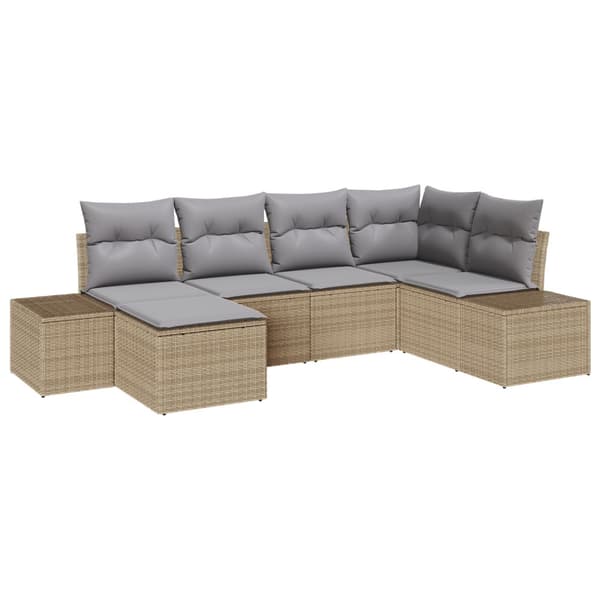 Trädgårdsoffset 6 st Beige och Grå konstrotting