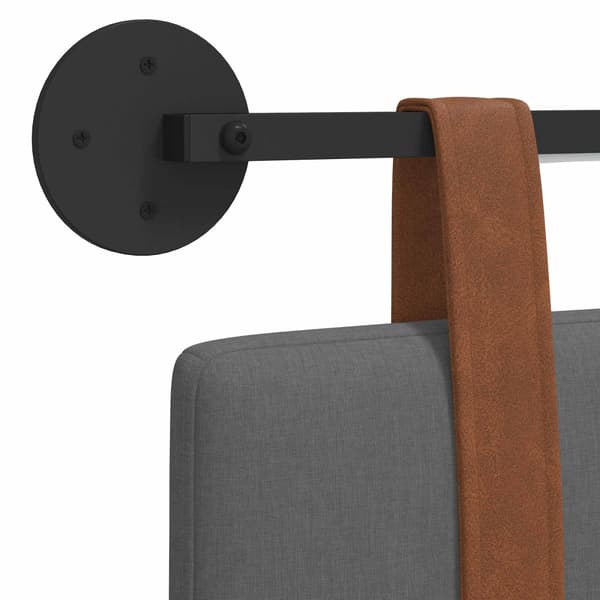Hängande sänggavel Med LED-lampa Mörkgrå Antik PU