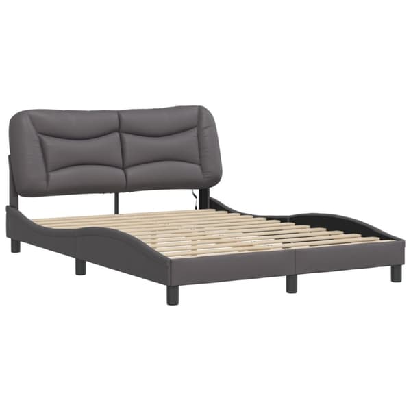 Bed Frame with LED without Mattress "Hvar" Grey 120x200 cm