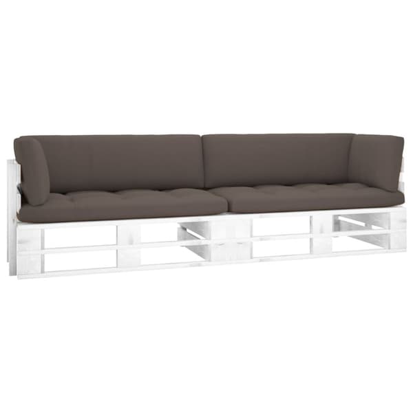 Pallsoffa 2-sits med dynor vit impregnerad furu