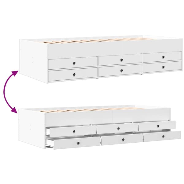 Sängram med förvaring med låda Vit 80 x 200 cm Konstruerat trä