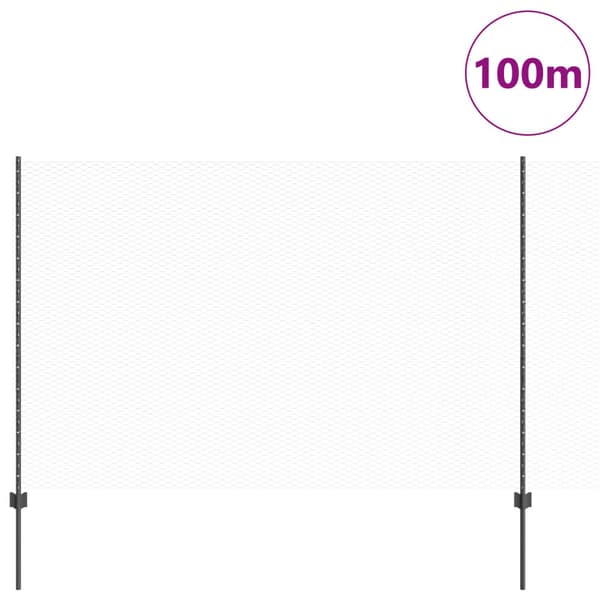 Stängsel med stolpe Grå 1,6 x 100 m Stål
