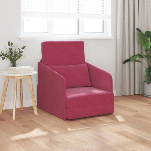Golvsängsoffa 2-i-1 Vinröd 65x80x83 cm Sammet