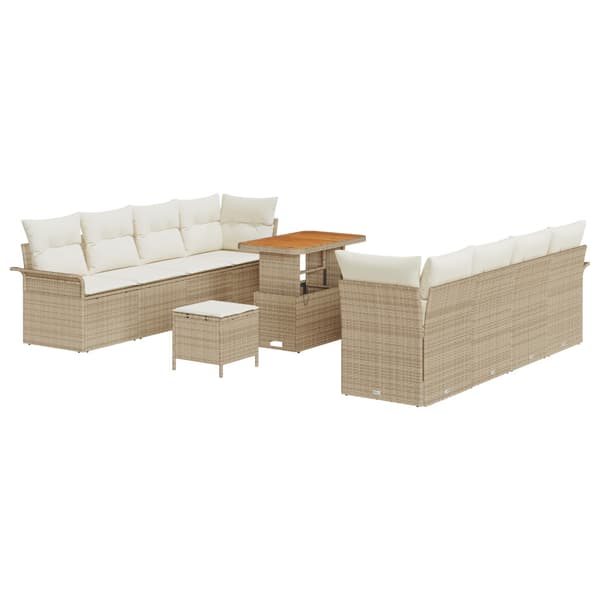 Trädgårdsoffset med kudde 11 pcs Beige konstrotting