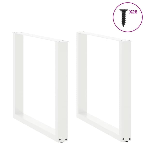 Matbordsben U-formade 2 st vita 80x(72-73) cm stål