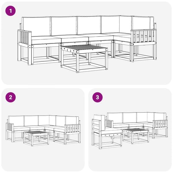 Utomhussoffset med kudde 6 pcs Naturlig och Grädde