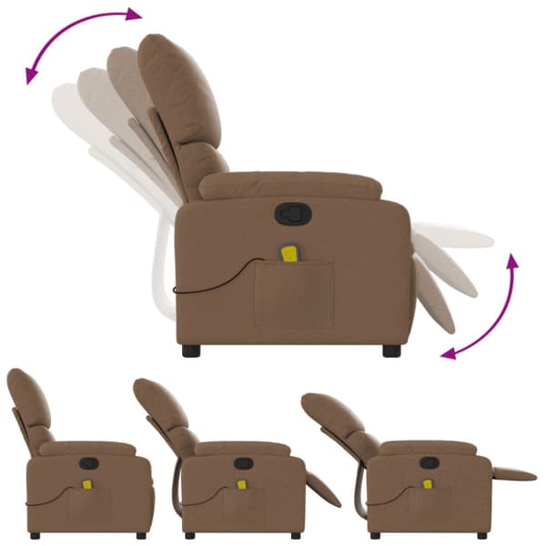 Massagefåtölj brun tyg