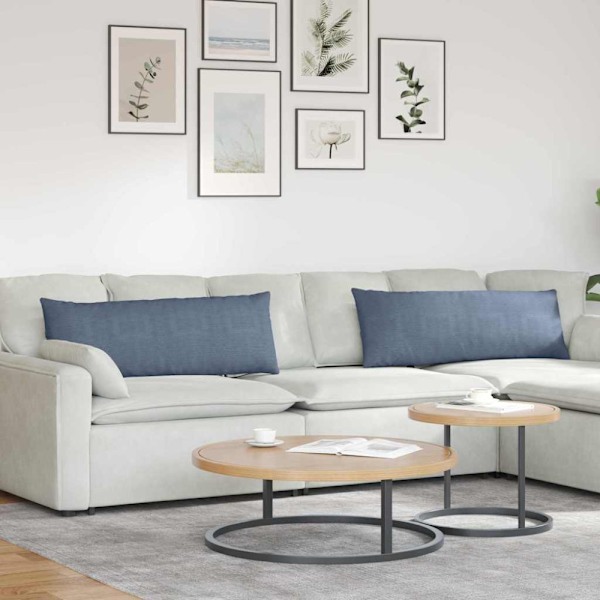 Sofakuddar 2 pcs Blå 120 x 40 cm Kordread tyg